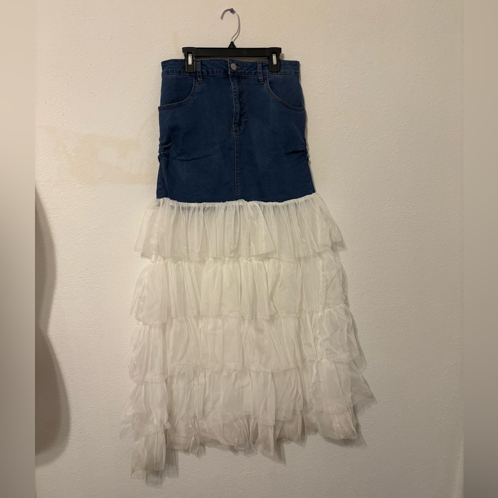 SHEIN Blue and White tool Skirt